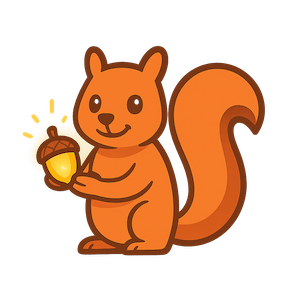 Signal Squirrel mascot holding a golden acorn